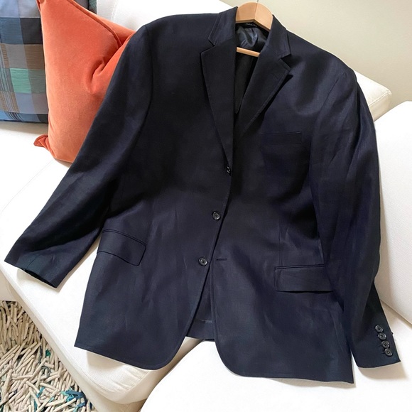 AUTHENTIC POLO RALPH LAUREN 3-BUTTON BLACK LINEN BLAZER SIZE XL NEW WITHOUT TAGS - Picture 5 of 17